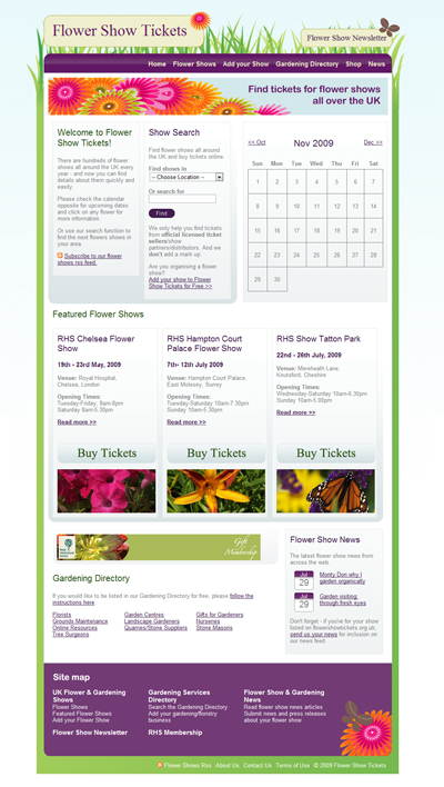 Original FlowerShowTickets website