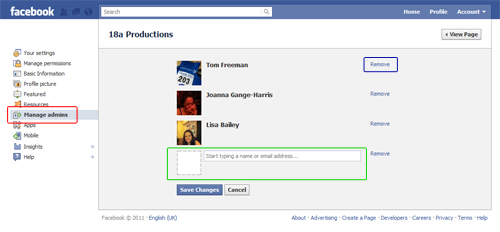 Manage facebook fan page admins