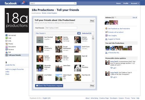 Tell your friends -Facebook fan page tips
