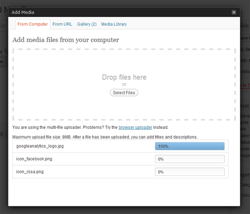 WordPress 3.3 media drag and drop uploader