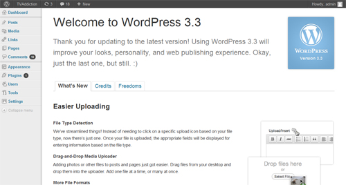 WordPress 3.3 dashboard screenshot